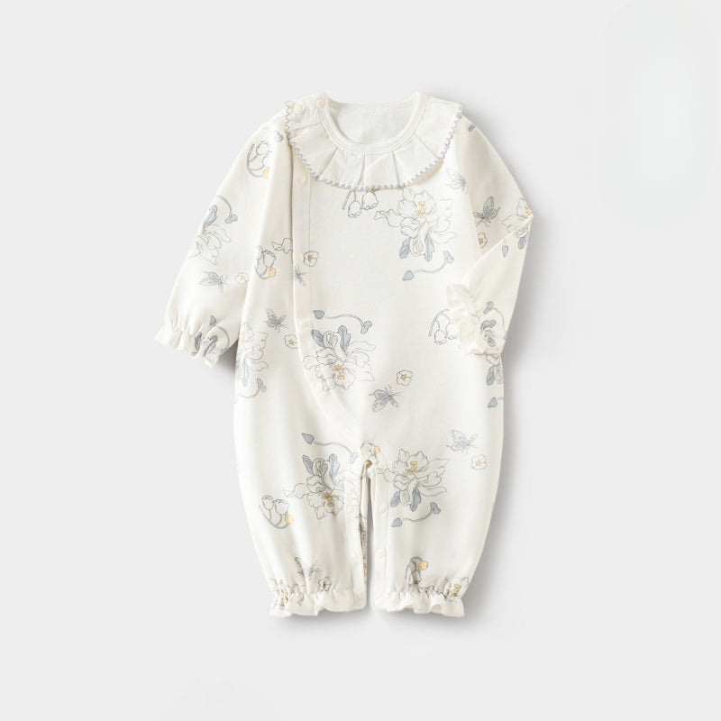 100% Cotton Long Sleeve Floral Romper – Asiatic Apple Asiatic apple 3-6 M