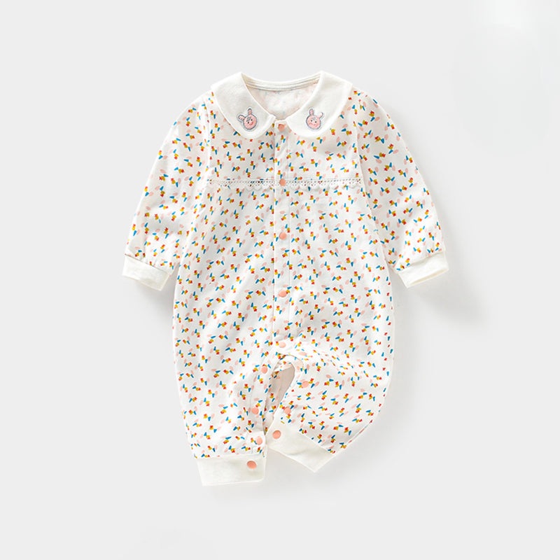 100% Cotton Long Sleeve Floral Romper – Bunny Garden Bunny Garden 3-6 M