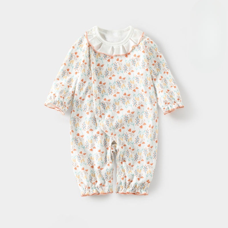 100% Cotton Long Sleeve Floral Romper – Floral Floral 3-6 M