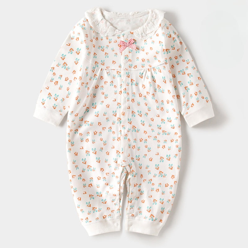 100% Cotton Long Sleeve Floral Romper – Floral Garden Floral Garden 3-6 M