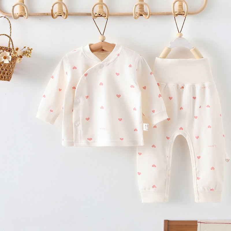 100% Cotton Long Sleeve Long Sleeve Top & Pants Set- Heart Heart 0-3 M