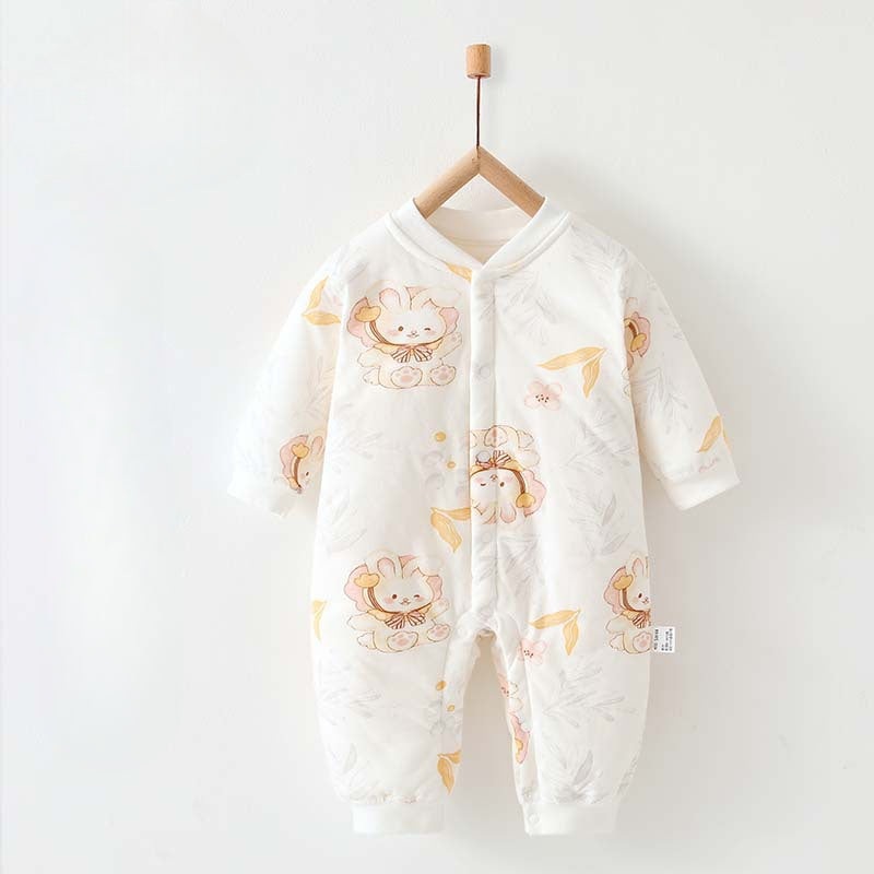 100% Cotton Long Sleeve Quilted Romper – Bunny Bunny 0-3 M