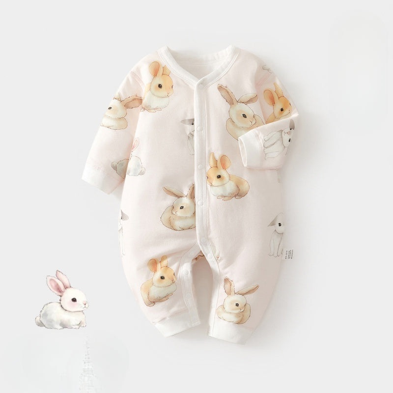 100% Cotton Long Sleeve Quilted Romper – Bunny Bunny 3-6 M