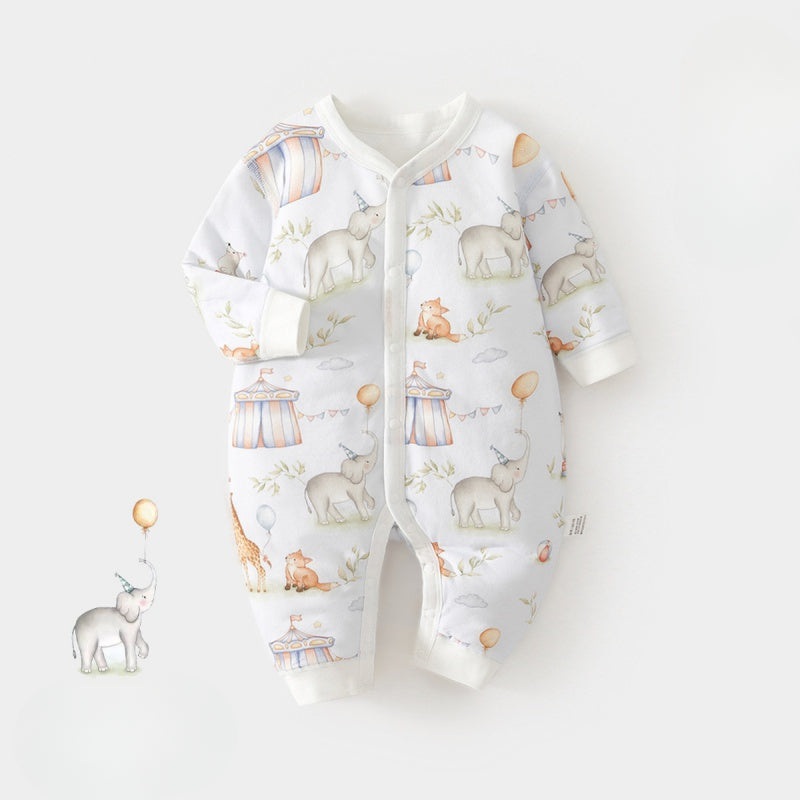 100% Cotton Long Sleeve Quilted Romper – Circus Circus 3-6 M