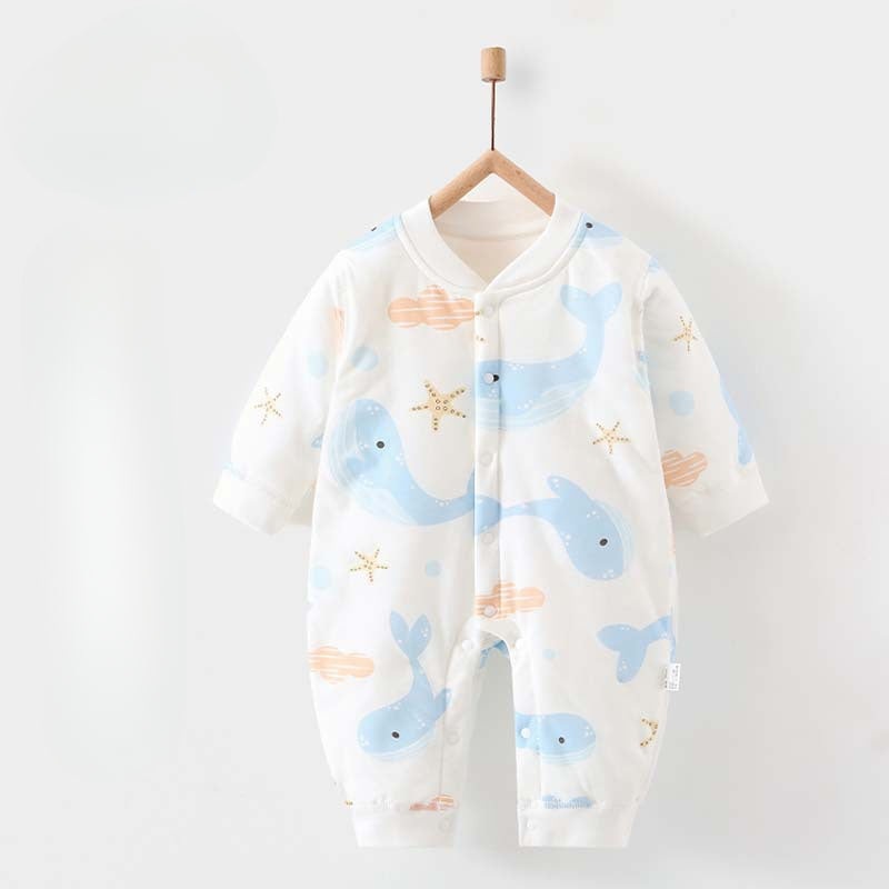 100% Cotton Long Sleeve Quilted Romper – Dolphin Dolphin 0-3 M