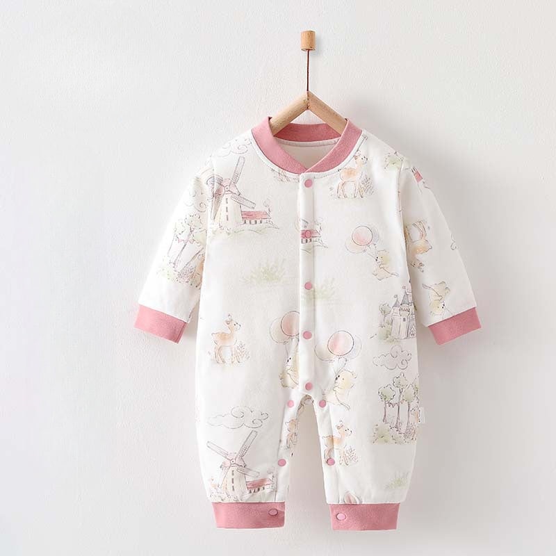 100% Cotton Long Sleeve Quilted Romper – Garden Garden 0-3 M