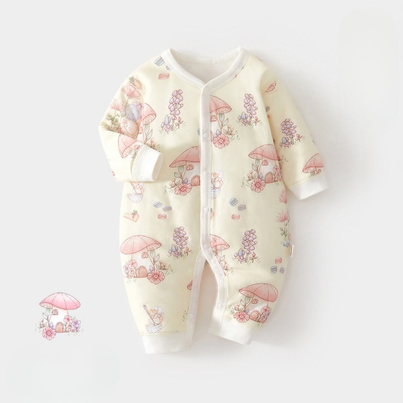 100% Cotton Long Sleeve Quilted Romper – Garden Garden 3-6 M