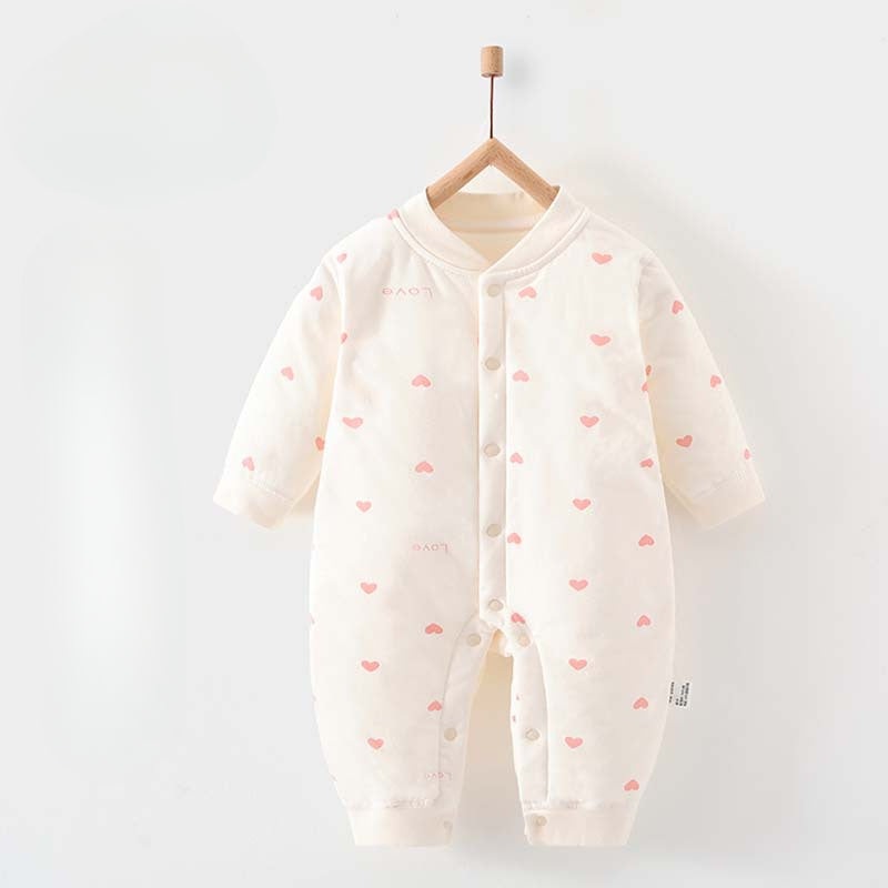 100% Cotton Long Sleeve Quilted Romper – Heart Heart 0-3 M
