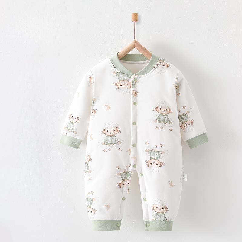 100% Cotton Long Sleeve Quilted Romper – Sheep Sheep 0-3 M
