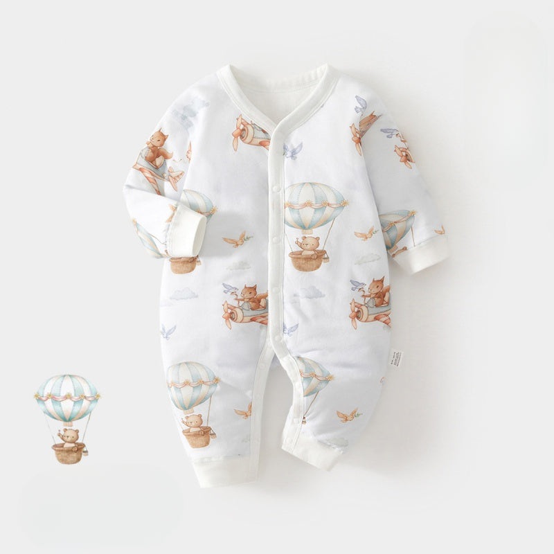 100% Cotton Long Sleeve Quilted Romper – Squirrel Garden Squirrel Garden 3-6 M
