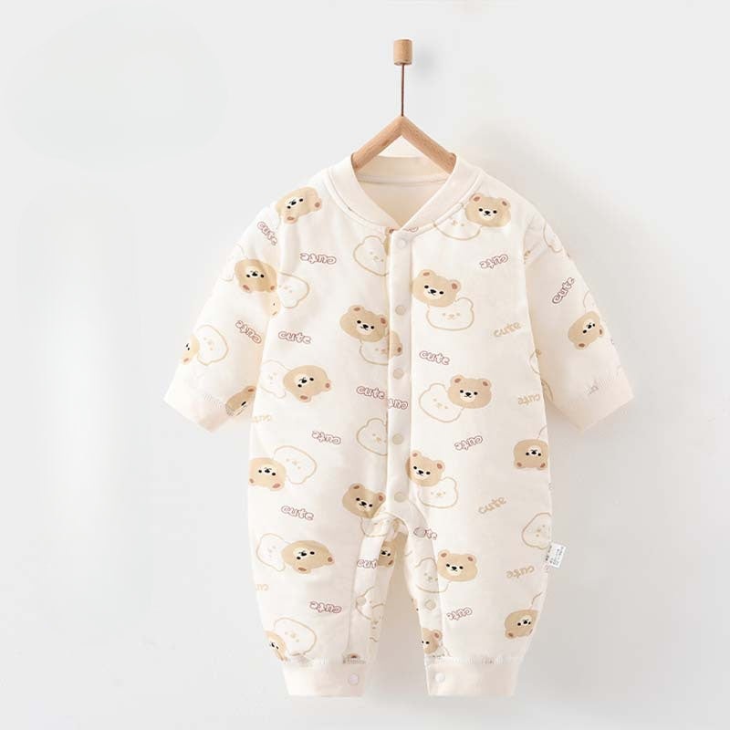 100% Cotton Long Sleeve Quilted Romper – Teddy Bear Teddy Bear 0-3 M