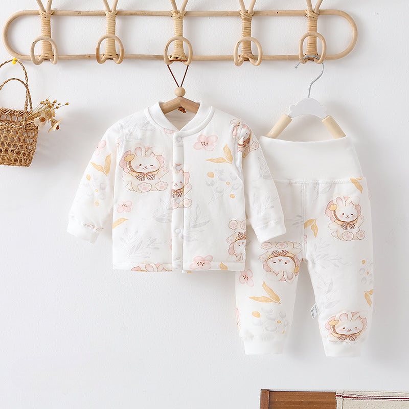 100% Cotton Long Sleeve Quilted Top & Pants Set- Bunny Bunny 3-6 M