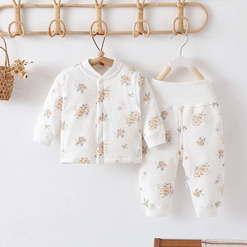 100% Cotton Long Sleeve Quilted Top & Pants Set- Cape Jasmine Cape Jasmine 3-6 M