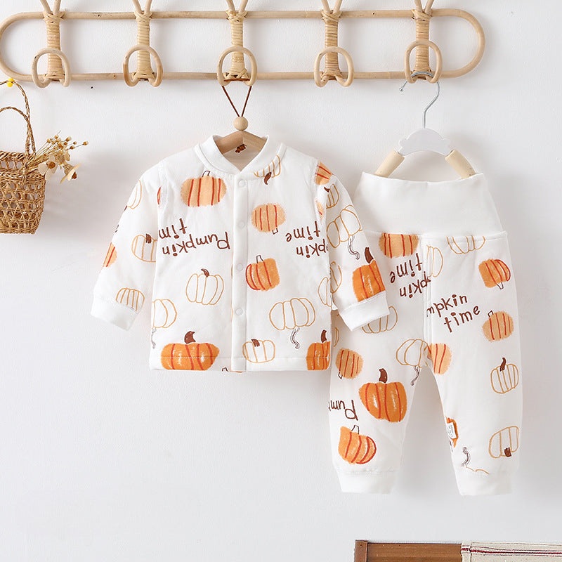 100% Cotton Long Sleeve Quilted Top & Pants Set- Pumpkin Pumpkin Top & Pants Set 3-6 M