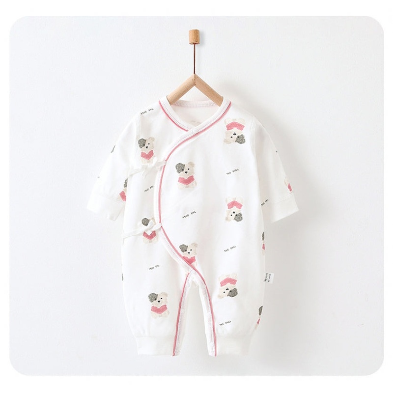 100% Cotton Long Sleeve Romper – Doggy Pink Doggy NB