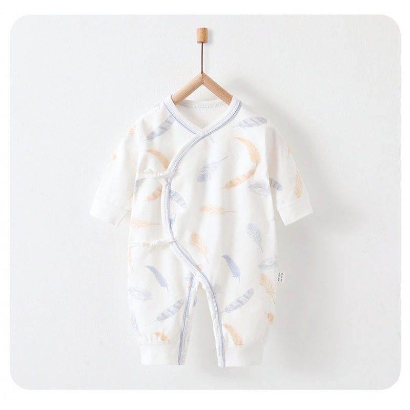 100% Cotton Long Sleeve Romper – Feather Feather NB