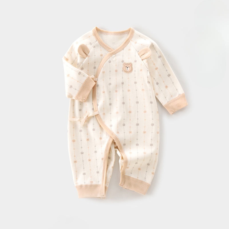 100% Cotton Long Sleeve Romper – Light Brown Bear Light Brown Bear NB
