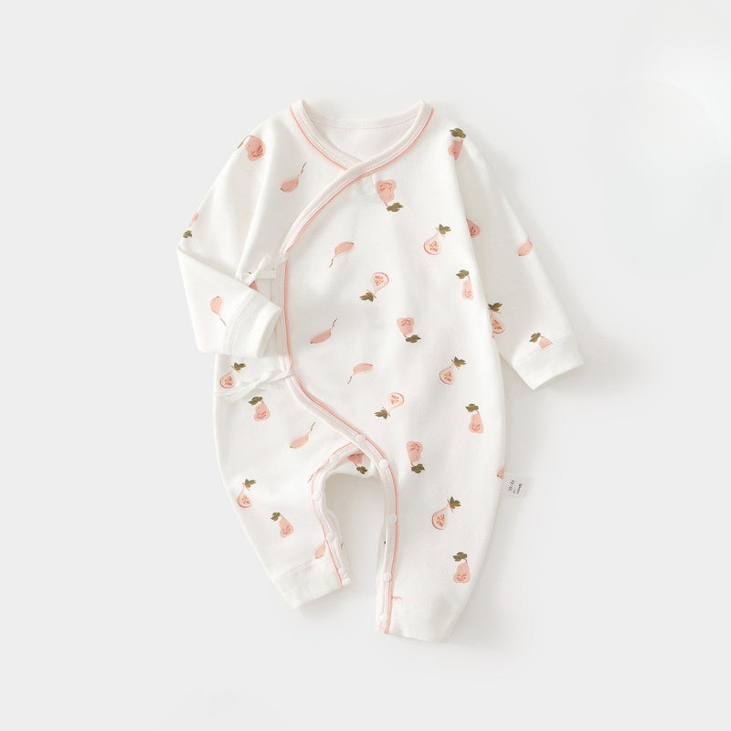 100% Cotton Long Sleeve Romper – Pink Pear Pink Pear NB