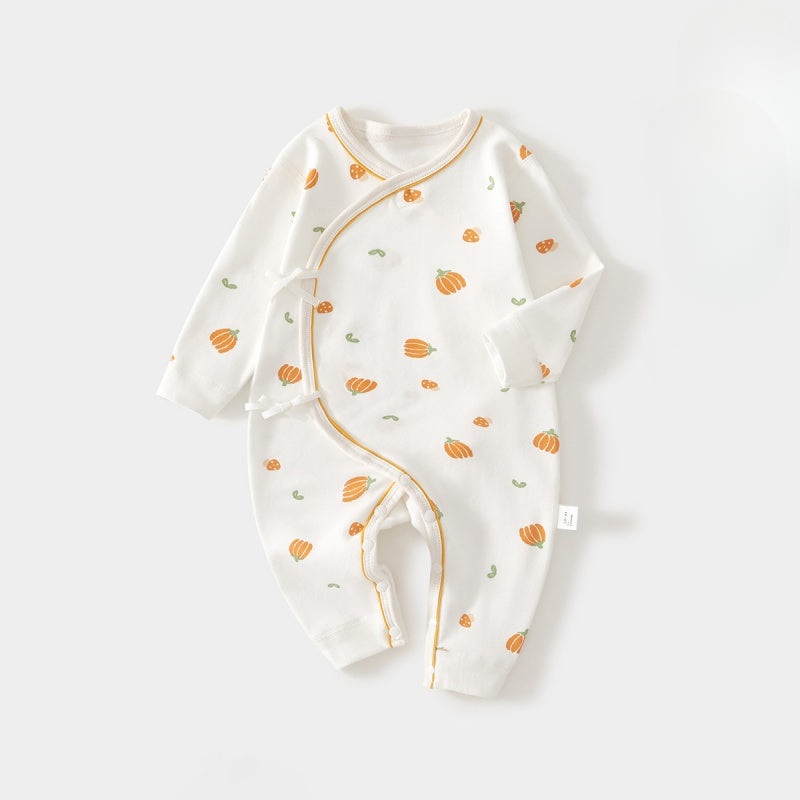 100% Cotton Long Sleeve Romper – Pumpkin Pumpkin NB