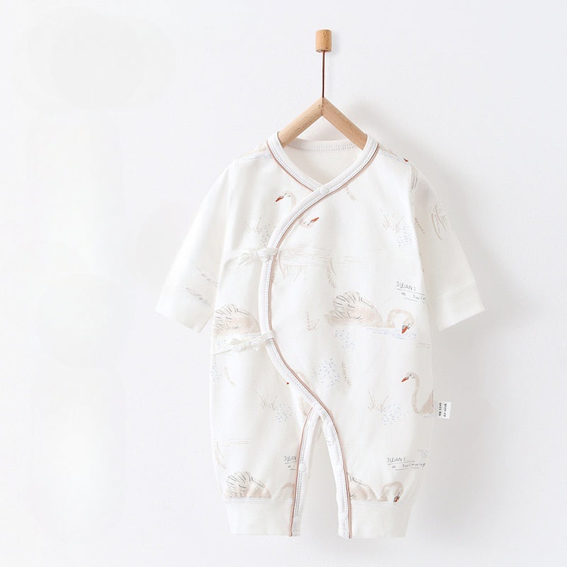 100% Cotton Long Sleeve Romper – Swan Swan NB