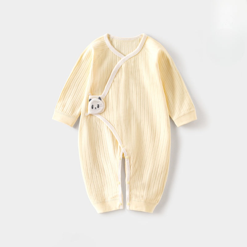 100% Cotton Long Sleeve Romper with Velcro Closure – Yellow Panda Yellow Panda NB
