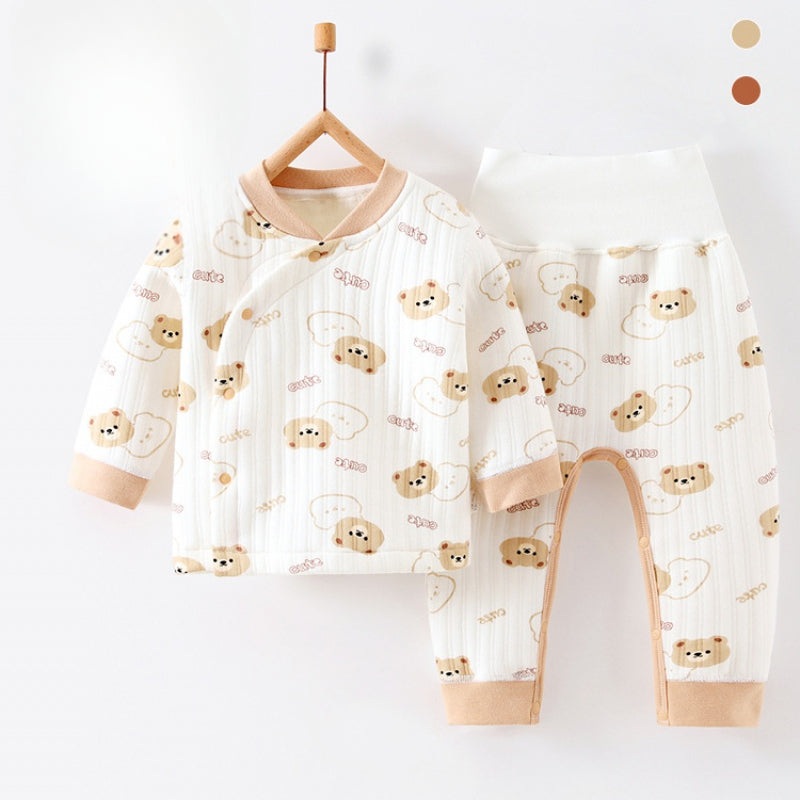 100% Cotton Warm Long Sleeve Long Sleeve Top & Pants Set- Teddy Bear Teddy Bear 0-3 M