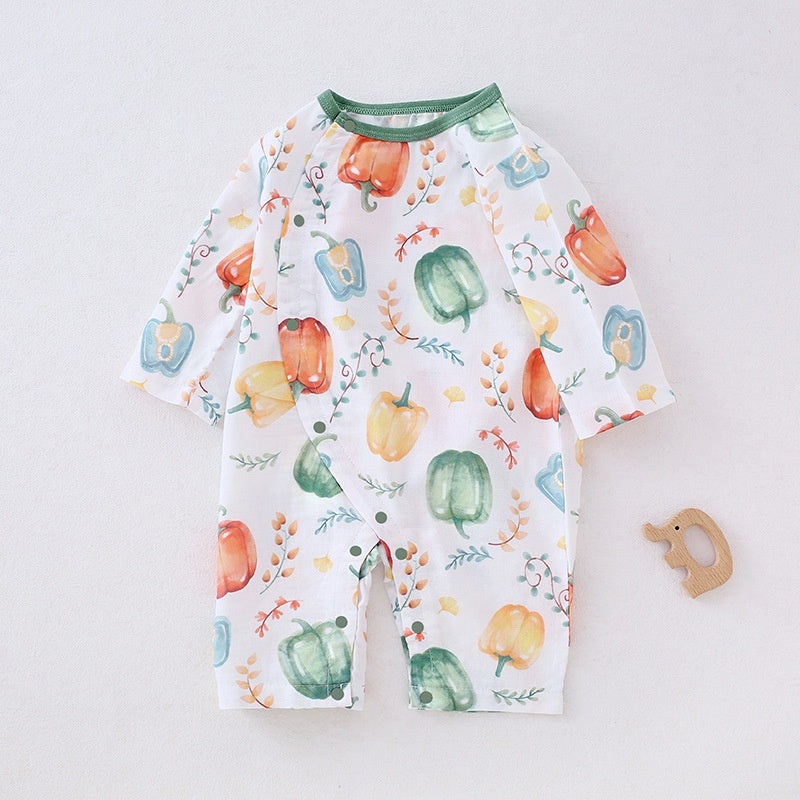 Bamboo & Cotton Long Sleeve Romper –  Color Pepper Color Pepper 0-3 M
