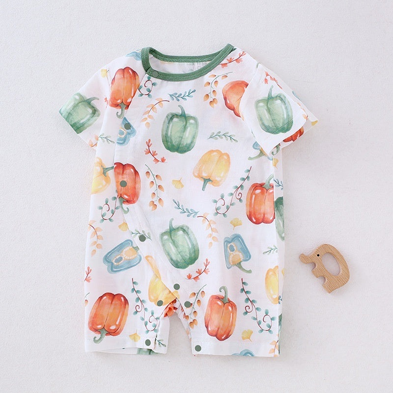 Bamboo & Cotton Short Sleeve Romper –  Color Pepper Color Pepper 0-3 M