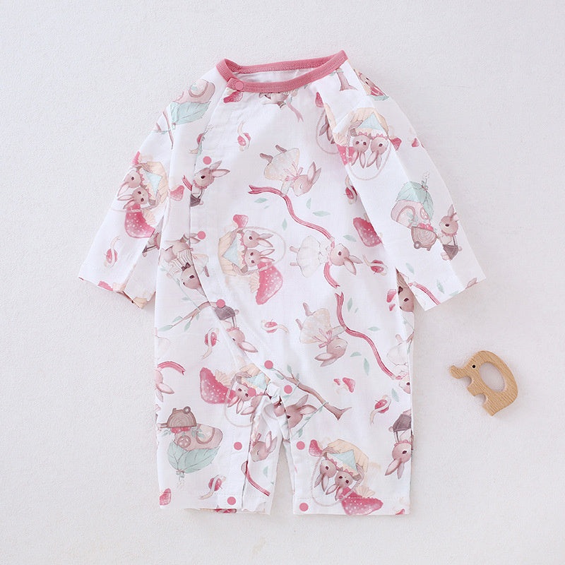 Cotton & Bamboo Muslin Long Sleeve Romper – Bunny Bunny 0-3 M