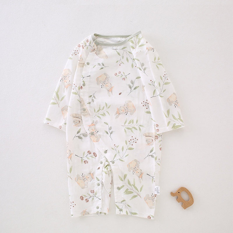 Cotton & Bamboo Muslin Long Sleeve Romper – Little Bunny Little Bunny 0-3 M
