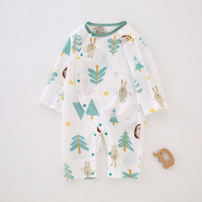 Cotton & Bamboo Muslin Long Sleeve Romper – Little Forest Little Forest 0-3 M