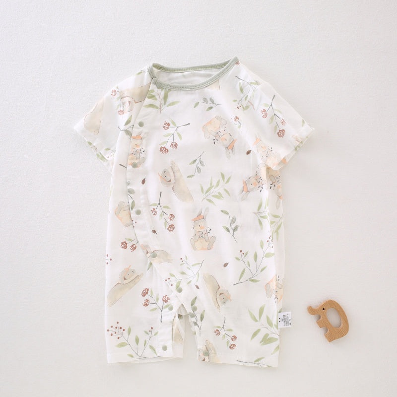 Cotton & Bamboo Short Sleeve Romper – Bunny Little Bunny 0-3 M