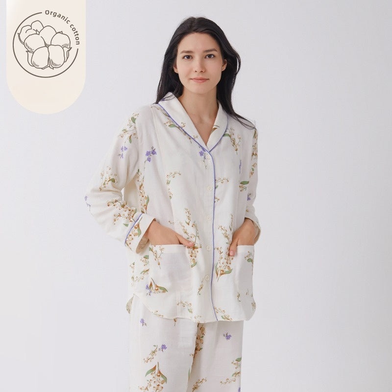 Organic Cotton Muslin Button-Up Maternity Pajama-  Lavender Lavender M/ US 0-2
