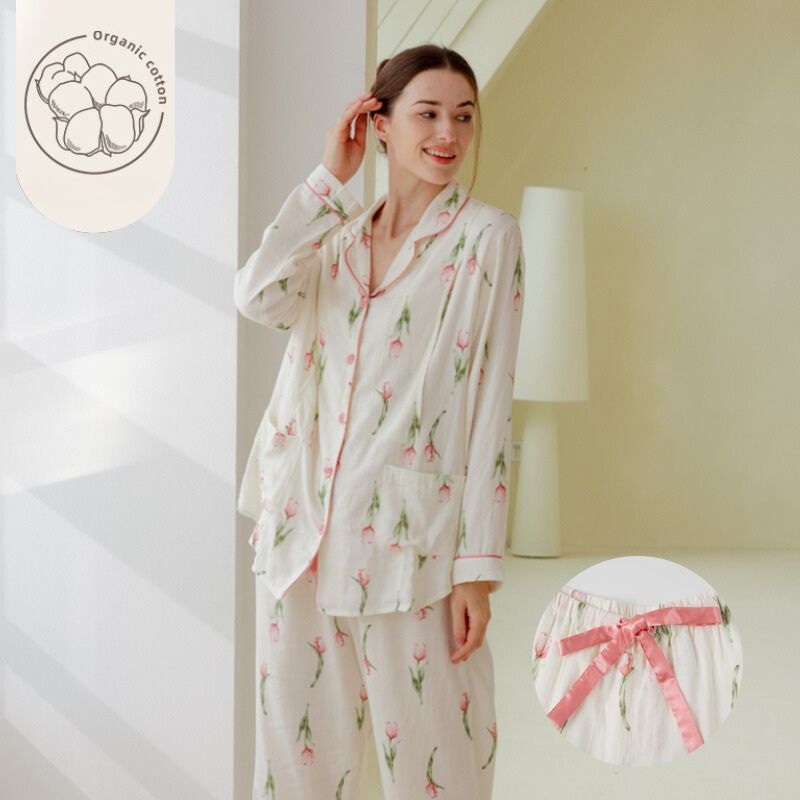 Organic Cotton Muslin Button-Up Maternity Pajama-  Tulip Tulip M/ US 0-2