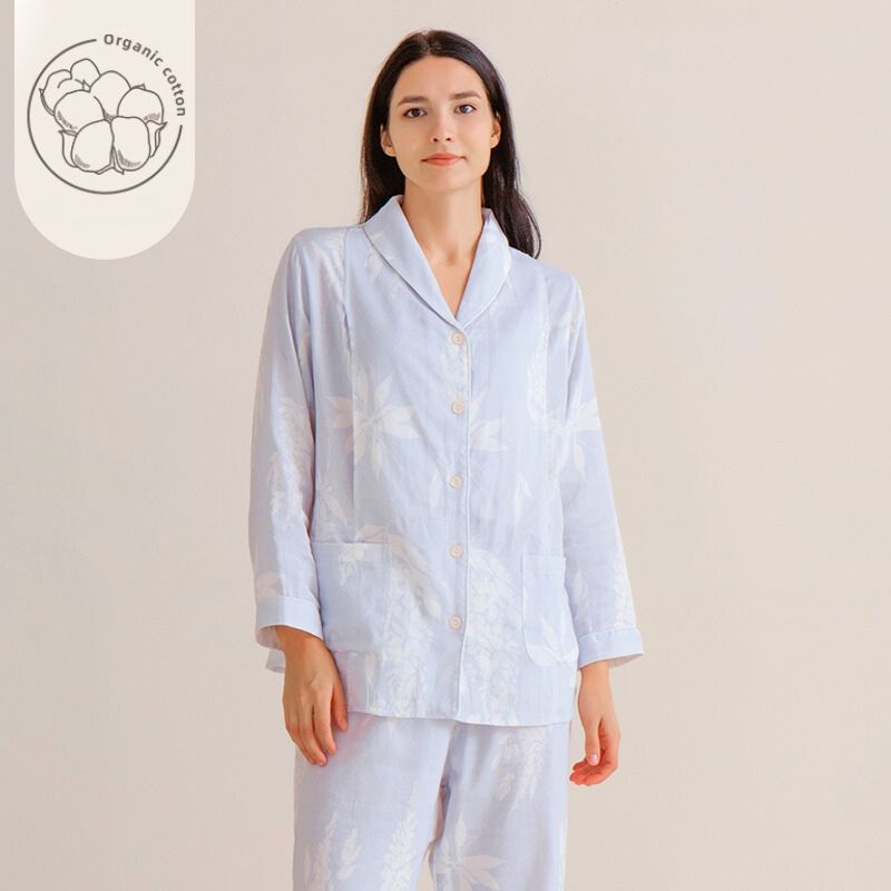 Organic Cotton Muslin Button-Up Maternity Pajama-  Wisteria Wisteria M/ US 0-2