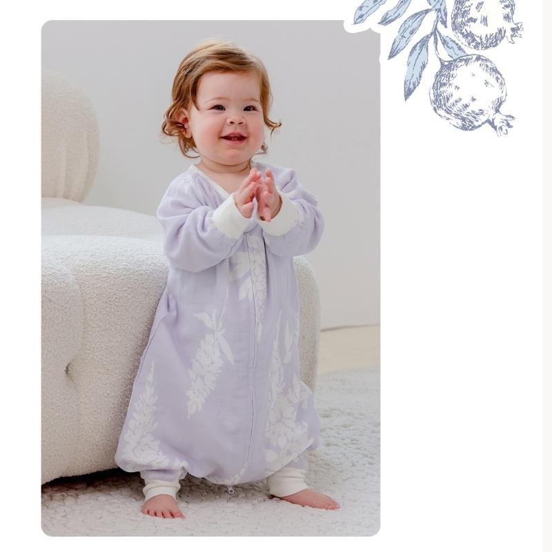 Organic Cotton Muslin Long Sleeve Sleepsuit Spring & Fall –  Lavender Lavender 12-24 M
