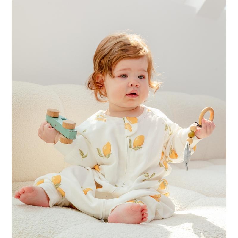 Organic Cotton Muslin Long Sleeve Sleepsuit Spring & Fall –  Lemon Lemon 12-24 M