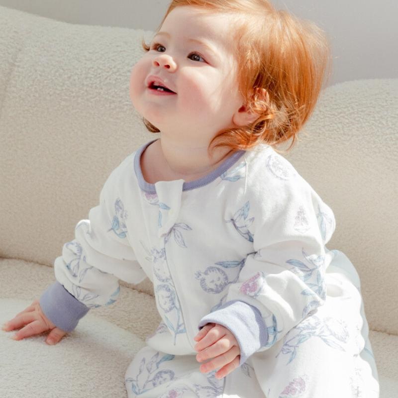 Organic Cotton Muslin Long Sleeve Sleepsuit Spring & Fall –  Pomegranate Pomegranate 12-24 M