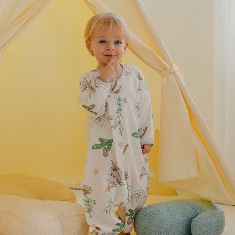 Organic Cotton Muslin Long Sleeve Sleepsuit Summer-  Cedar Cedar 6-12 M