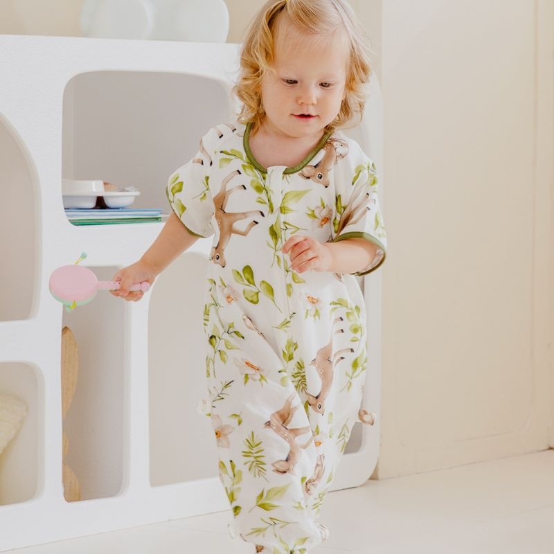 Organic Cotton Muslin Short Sleeve Sleepsuit Summer –  Deer Deer 6-12 M