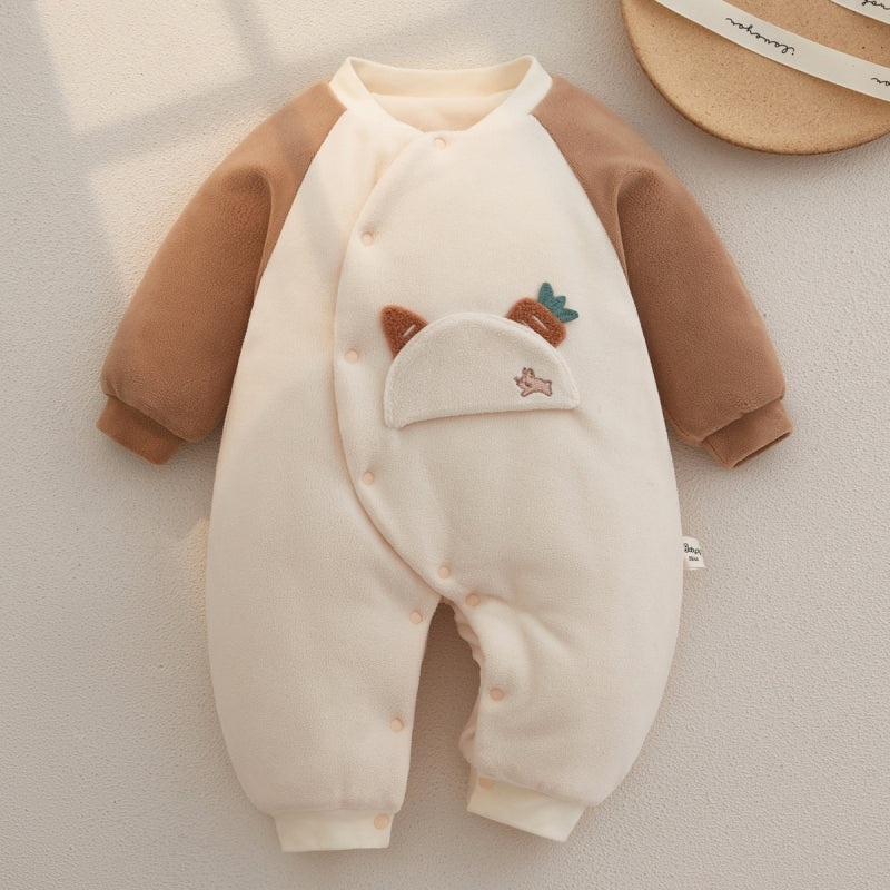 100% Cotton Extra Warm Long Sleeve Quilted Romper – Brown Bunny Brown Bunny 0-3 M