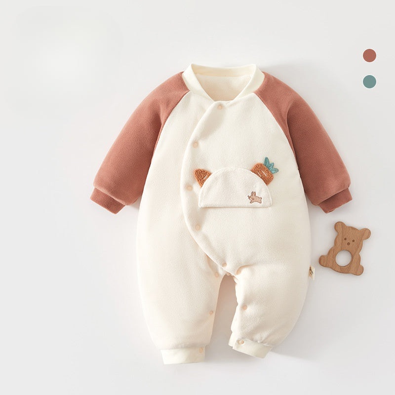 100% Cotton Extra Warm Long Sleeve Quilted Romper – Red Bunny Red Bunny 0-3 M
