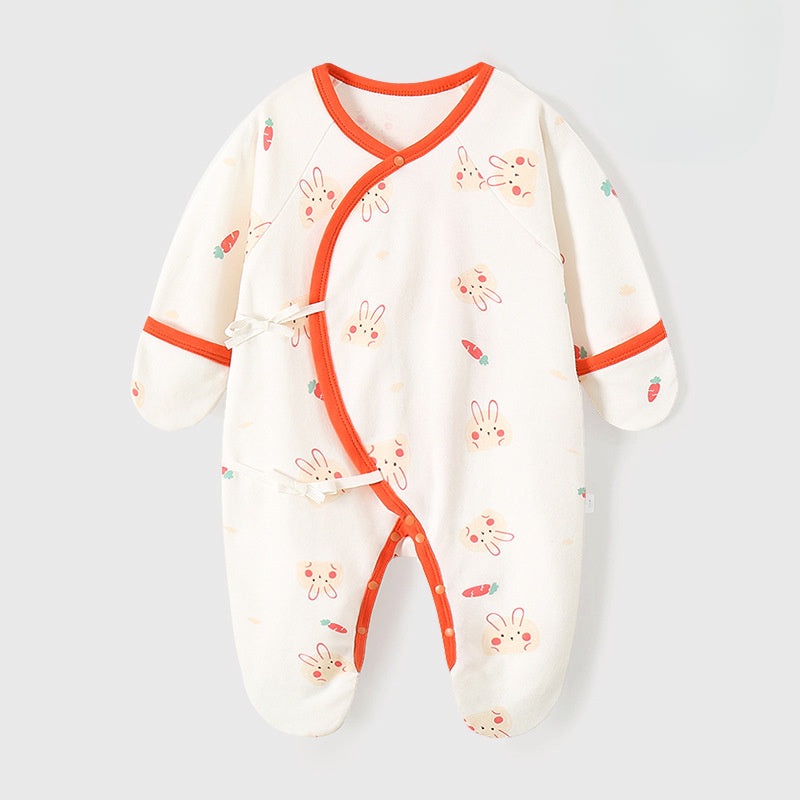 100% Cotton Footed Onesie with Mittens – Bunny Bunny NB