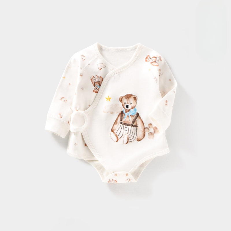 100% Cotton Long Sleeve Bodysuit with Velcro Closure- Baby Bear Baby Bear 0-3 M