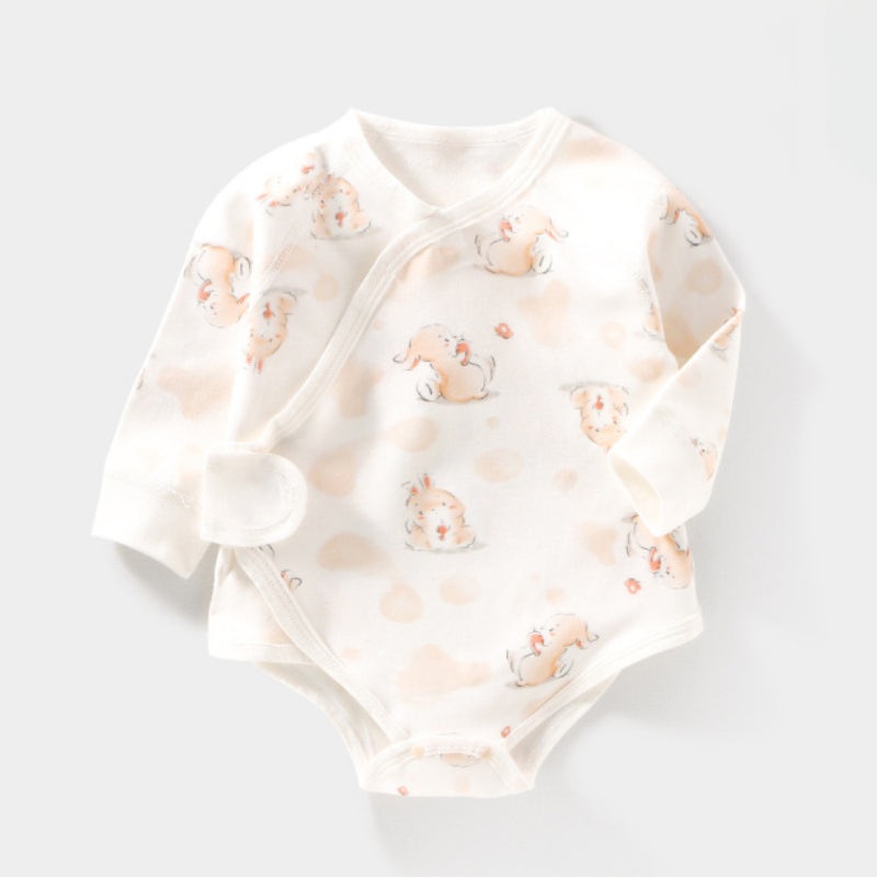 100% Cotton Long Sleeve Bodysuit with Velcro Closure- Cute Bunny Cute Bunny 0-3 M