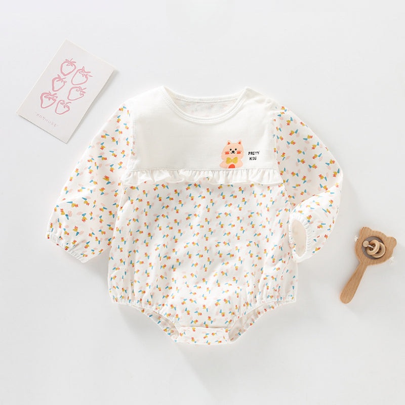 100% Cotton Long Sleeve Floral Bodysuit – Bunny Garden Bunny Garden 0-3 M