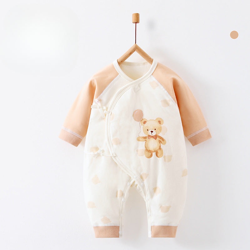 100% Cotton Long Sleeve Quilted Romper – Beige Bear Beige Bear NB