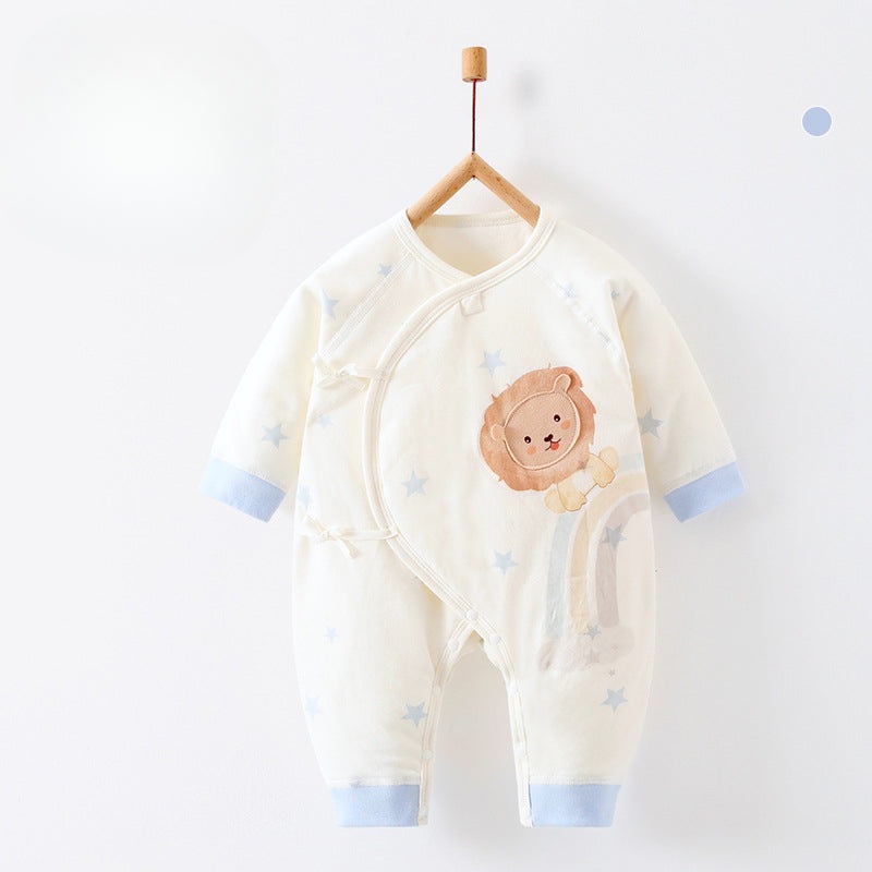 100% Cotton Long Sleeve Quilted Romper – Blue Lion Blue Lion NB