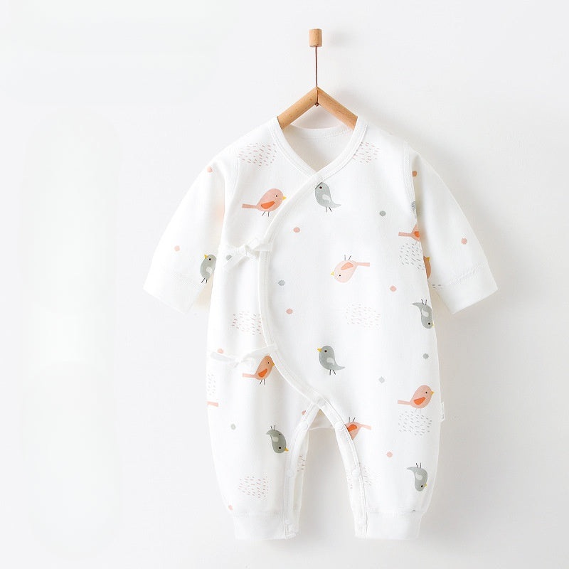 100% Cotton Long Sleeve Romper – Bird Pink Bird NB