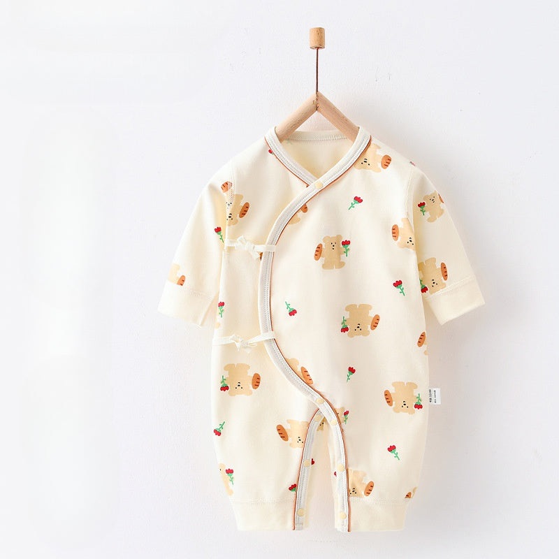 100% Cotton Long Sleeve Romper – Cheery Bear Zoo NB